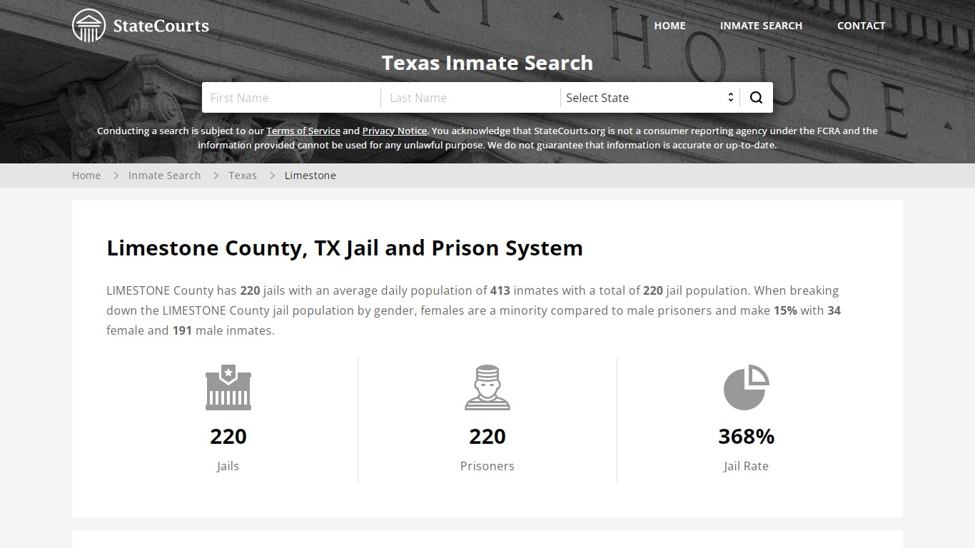 Limestone County, TX Inmate Search - StateCourts