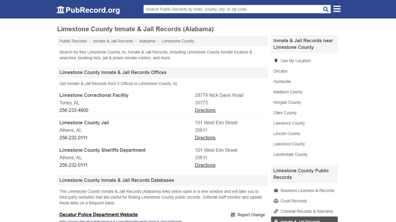 Free Limestone County Inmate & Jail Records (Alabama ...